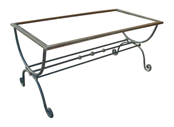 pied de table fer forgé, piètement en fer forgé, empiètement fer forgé